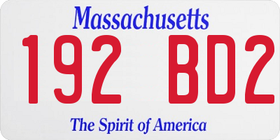 MA license plate 192BD2