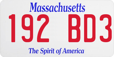 MA license plate 192BD3