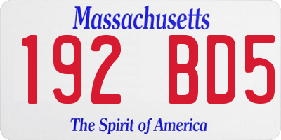 MA license plate 192BD5