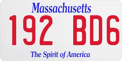 MA license plate 192BD6