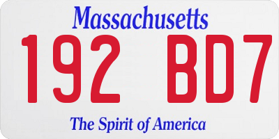 MA license plate 192BD7