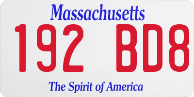 MA license plate 192BD8