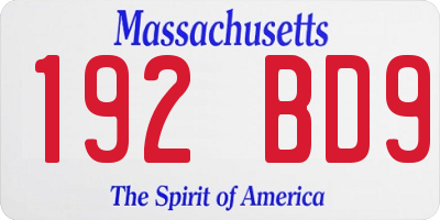 MA license plate 192BD9