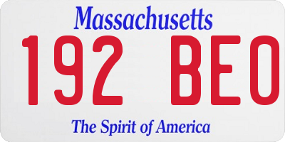 MA license plate 192BE0