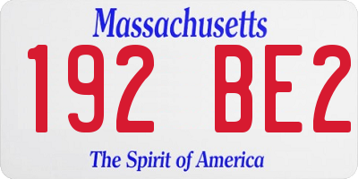 MA license plate 192BE2