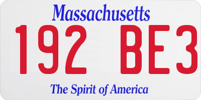 MA license plate 192BE3