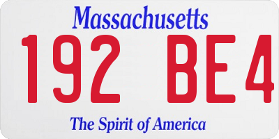 MA license plate 192BE4