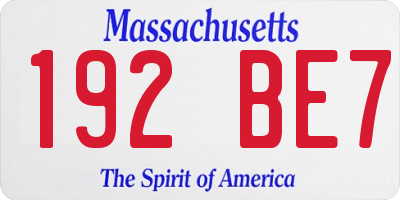 MA license plate 192BE7