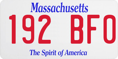 MA license plate 192BF0