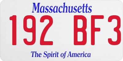 MA license plate 192BF3