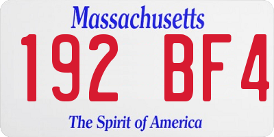 MA license plate 192BF4