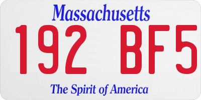MA license plate 192BF5