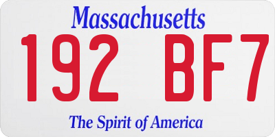 MA license plate 192BF7
