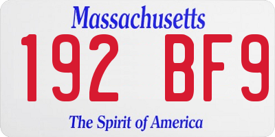 MA license plate 192BF9