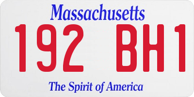 MA license plate 192BH1