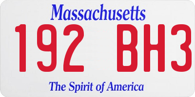 MA license plate 192BH3