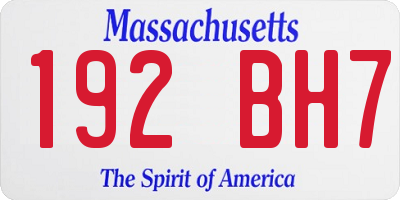 MA license plate 192BH7