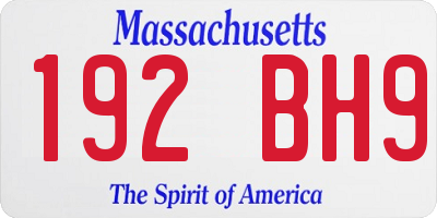 MA license plate 192BH9