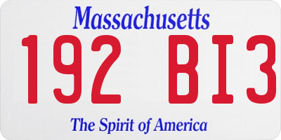 MA license plate 192BI3