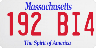 MA license plate 192BI4