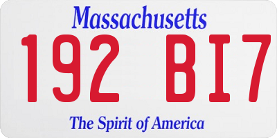 MA license plate 192BI7