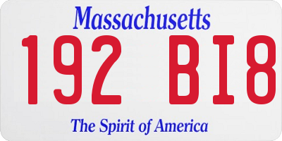 MA license plate 192BI8