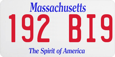 MA license plate 192BI9