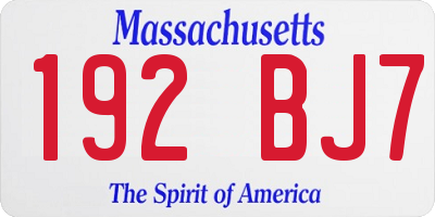 MA license plate 192BJ7