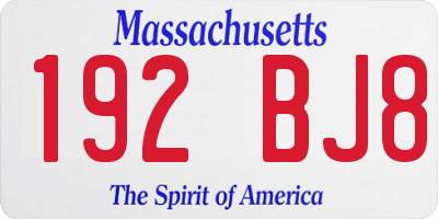 MA license plate 192BJ8