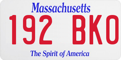 MA license plate 192BK0