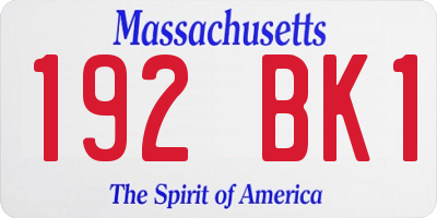 MA license plate 192BK1