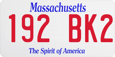 MA license plate 192BK2