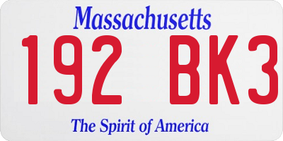 MA license plate 192BK3