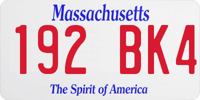 MA license plate 192BK4