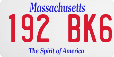 MA license plate 192BK6