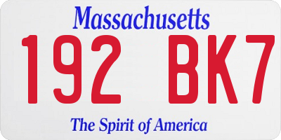 MA license plate 192BK7