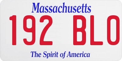 MA license plate 192BL0