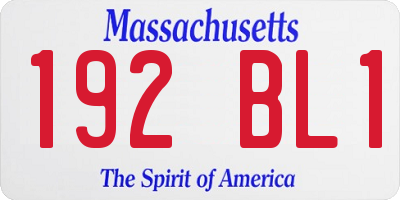 MA license plate 192BL1