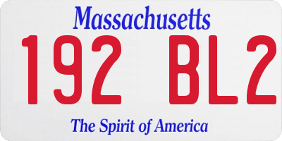 MA license plate 192BL2