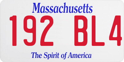 MA license plate 192BL4