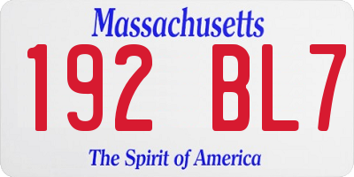 MA license plate 192BL7