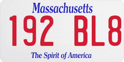 MA license plate 192BL8