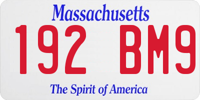 MA license plate 192BM9
