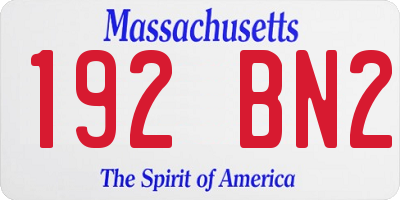 MA license plate 192BN2