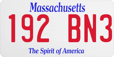 MA license plate 192BN3