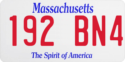 MA license plate 192BN4