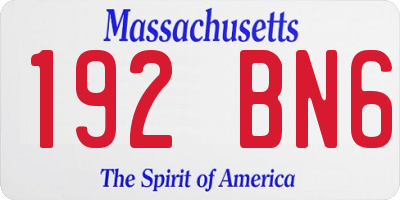 MA license plate 192BN6