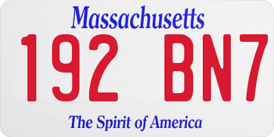 MA license plate 192BN7