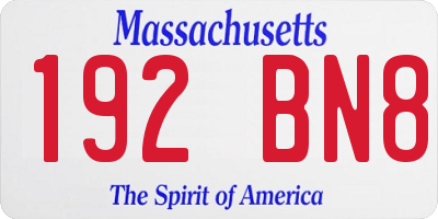 MA license plate 192BN8