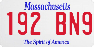 MA license plate 192BN9